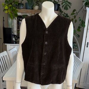 VTG 80s Cinque men’s Brown Corduroy thick Button-Up Vest Lg